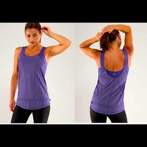 Lululemon Run For Your Life Tank Layered Built in Bra royal blue/purple Sz 4
